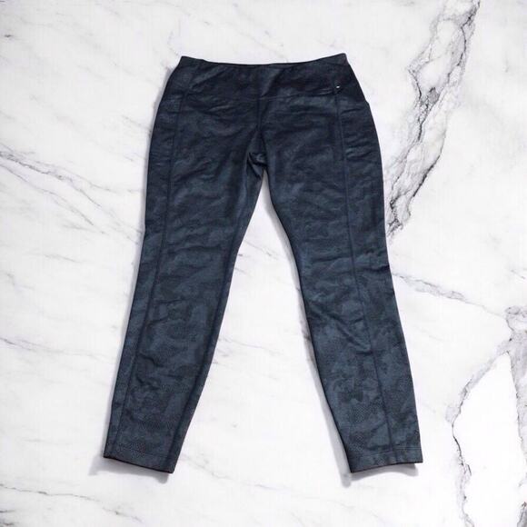 Mondetta Leggings Performance Luxury Pockets Active Casual Jacquard Blue Size L - Picture 1 of 6